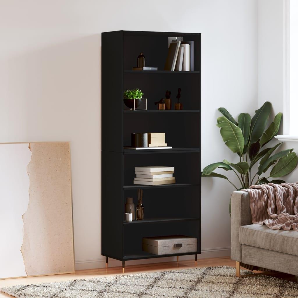 Reol 69,5x32,5x180 cm konstrueret træ sort