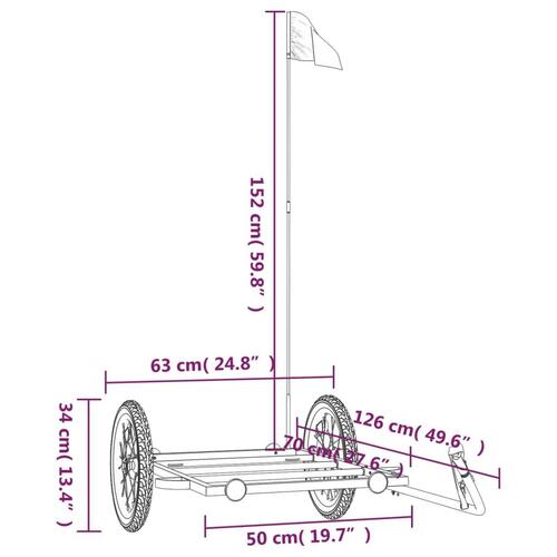 Cykelanhænger 126x63x34 cm jern sort