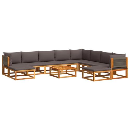 Sofasæt til haven 11 dele med hynder massivt akacietræ
