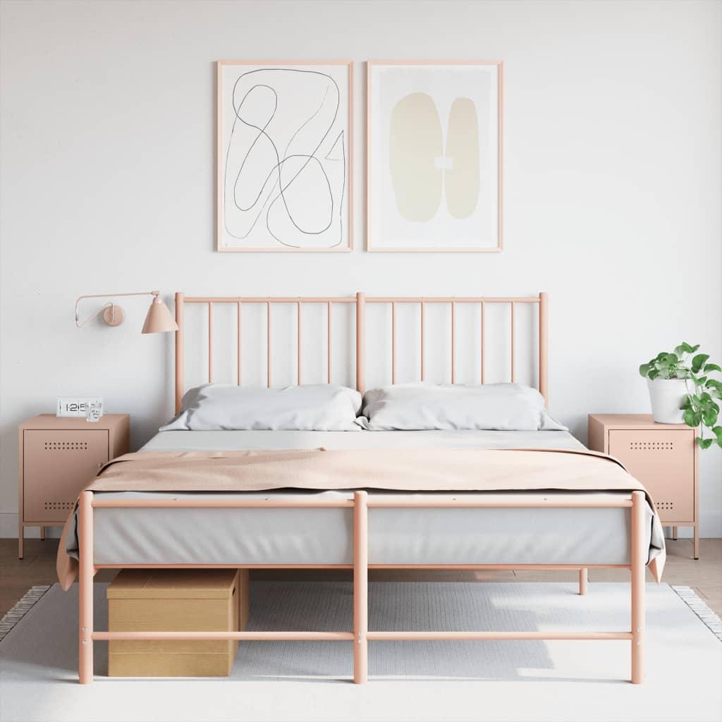 Sengeborde 2 stk. 36x39x50,5 cm stål lyserød billede