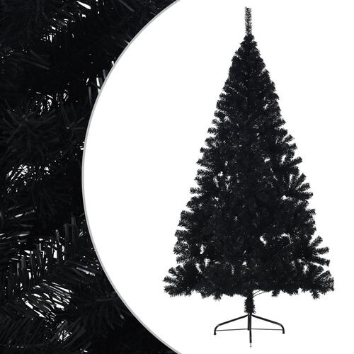 Kunstigt halvt juletræ med juletræsfod 240 cm PVC sort