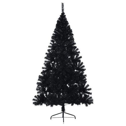 Kunstigt halvt juletræ med juletræsfod 240 cm PVC sort