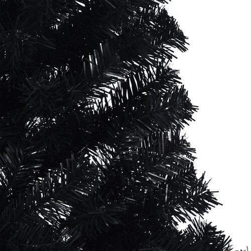 Kunstigt halvt juletræ med juletræsfod 240 cm PVC sort