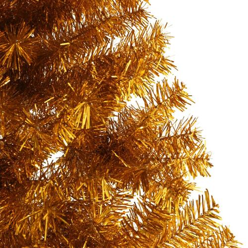 Kunstigt halvt juletræ med juletræsfod 210 cm PET guldfarvet