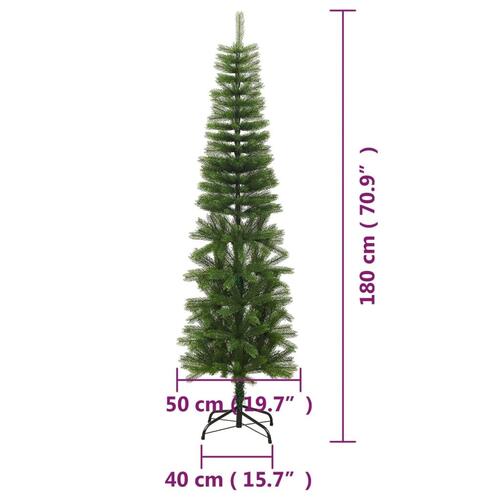 Kunstigt smalt juletræ med juletræsfod 180 cm PE