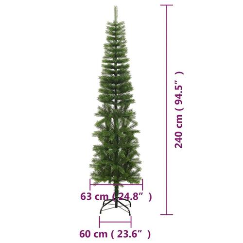 Kunstigt smalt juletræ med juletræsfod 240 cm PE