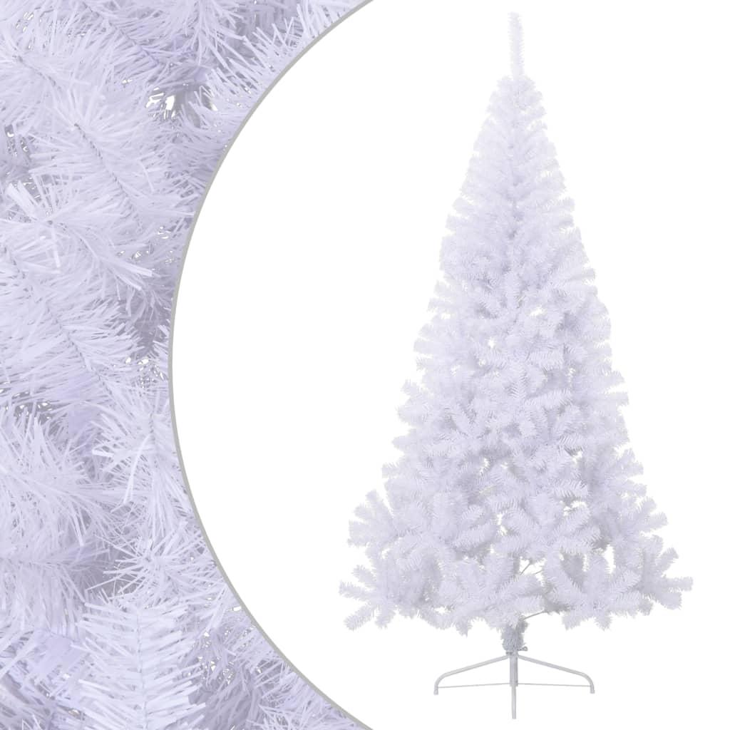 Kunstigt halvt juletræ med juletræsfod 180 cm PVC hvid