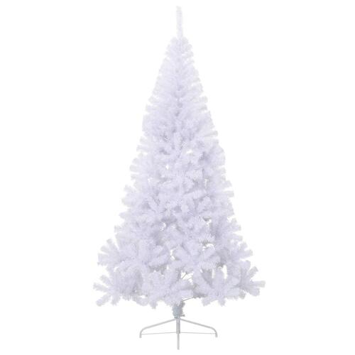 Kunstigt halvt juletræ med juletræsfod 180 cm PVC hvid