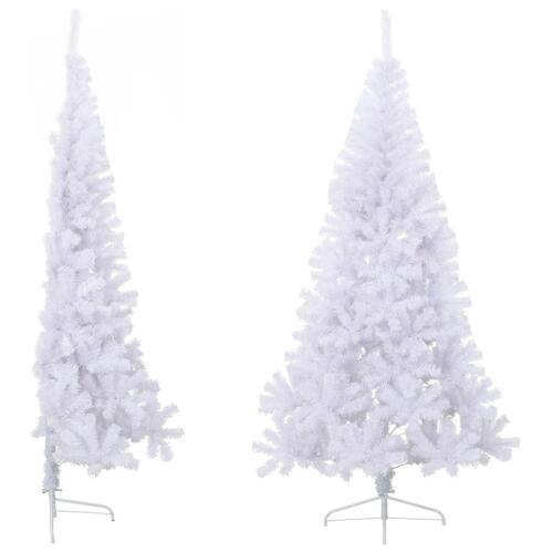 Kunstigt halvt juletræ med juletræsfod 180 cm PVC hvid