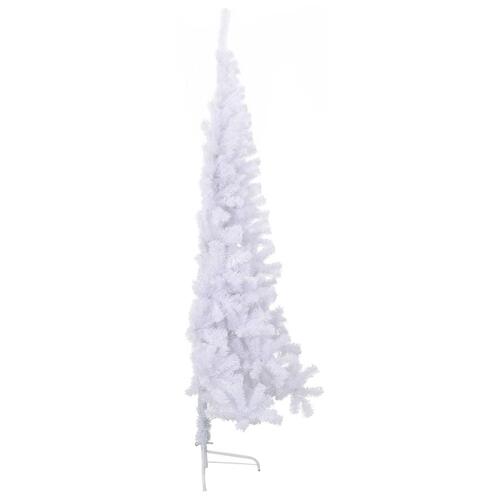 Kunstigt halvt juletræ med juletræsfod 180 cm PVC hvid
