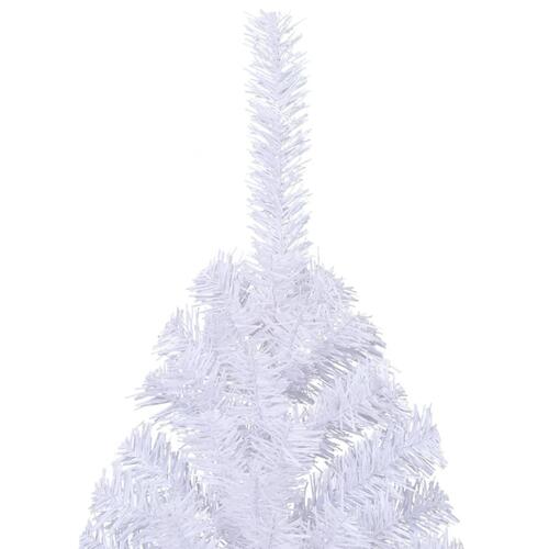 Kunstigt halvt juletræ med juletræsfod 180 cm PVC hvid