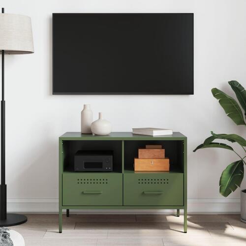 Tv-bord 68x39x50,5 cm stål olivengrøn