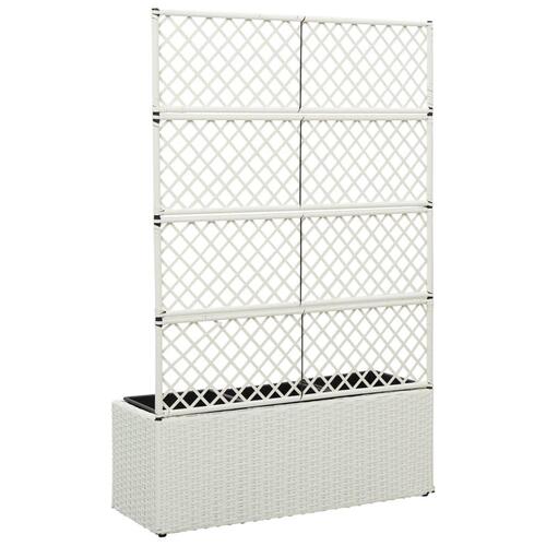 Espalier med plantekasse 3 krukker 83x30x130 cm polyrattan hvid