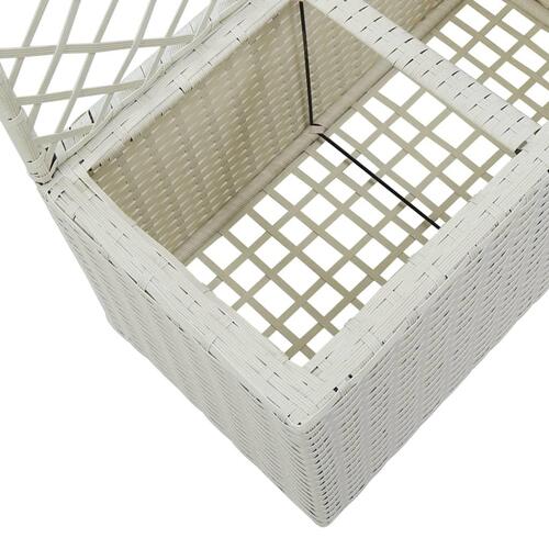 Espalier med plantekasse 3 krukker 83x30x130 cm polyrattan hvid