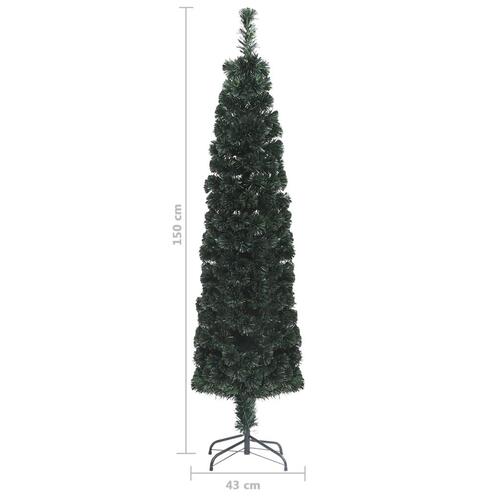 Kunstigt smalt juletræ med juletræsfod 150 cm fiberoptisk