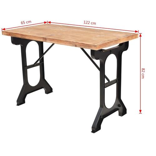 Spisebord massivt fyrretræsbordplade 122 x 65 x 82 cm