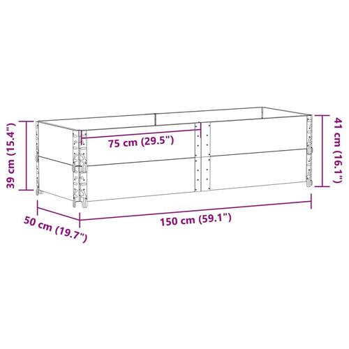 Plantekasse 150x50 cm massivt fyrretræ grå