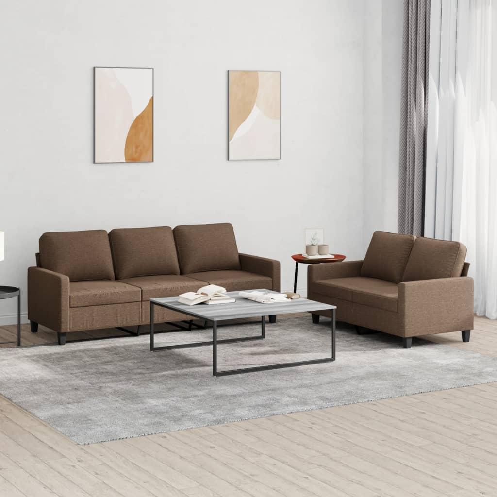 2 personers sofa med hynder stof brun
