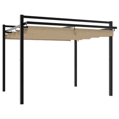 Pavillon med sammenrulleligt tag 3x3 cm aluminium gråbrun