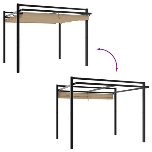 Pavillon med sammenrulleligt tag 3x3 cm aluminium gråbrun