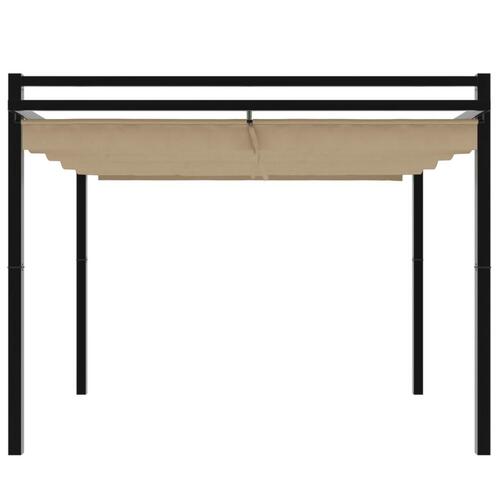 Pavillon med sammenrulleligt tag 3x3 cm aluminium gråbrun
