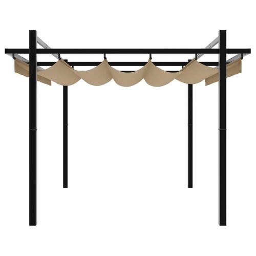 Pavillon med sammenrulleligt tag 3x3 cm aluminium gråbrun