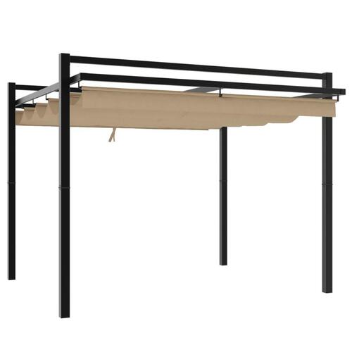 Pavillon med sammenrulleligt tag 3x3 cm aluminium gråbrun