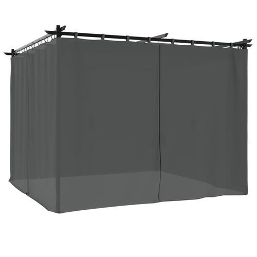 Pavillon 3x3 m med gardiner stål antracitgrå
