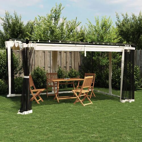 Pavillon 4x3m mesh-vægge stål cremefarvet