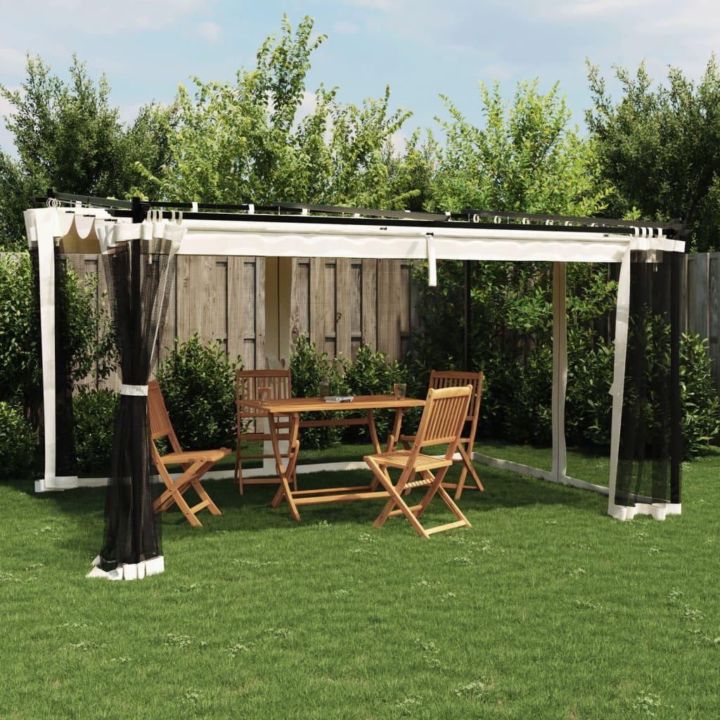 Pavillon 4x3m mesh-vægge stål cremefarvet