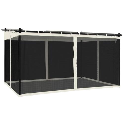 Pavillon 4x3m mesh-vægge stål cremefarvet