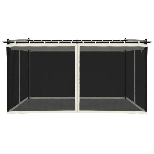 Pavillon 4x3m mesh-vægge stål cremefarvet