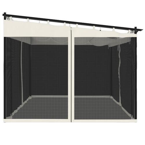 Pavillon 4x3m mesh-vægge stål cremefarvet