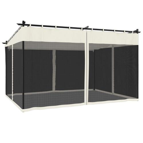 Pavillon 4x3m mesh-vægge stål cremefarvet