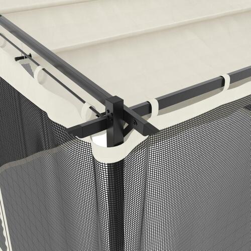 Pavillon 4x3m mesh-vægge stål cremefarvet