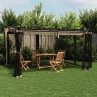 Pavillon 4x3 m mesh-vægge stål gråbrun
