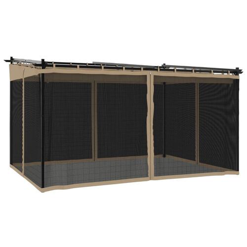 Pavillon 4x3 m mesh-vægge stål gråbrun