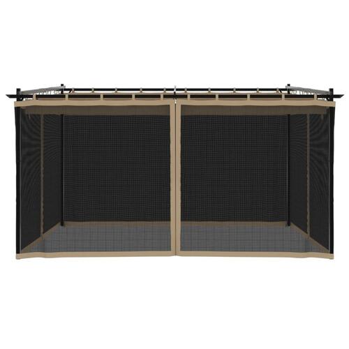 Pavillon 4x3 m mesh-vægge stål gråbrun