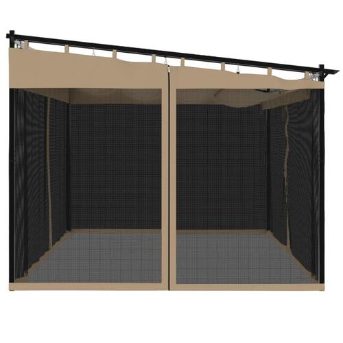 Pavillon 4x3 m mesh-vægge stål gråbrun