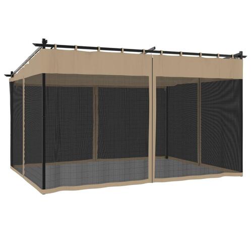 Pavillon 4x3 m mesh-vægge stål gråbrun