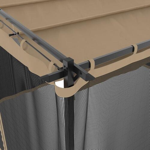 Pavillon 4x3 m mesh-vægge stål gråbrun