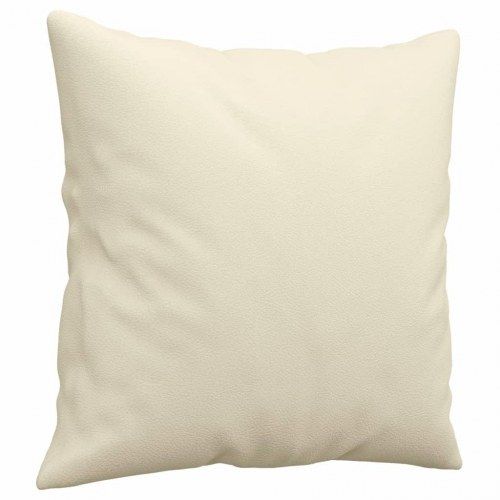 2-personers sofa i kunstlæder med pyntepuder - creme, 140 cm sædebredde
