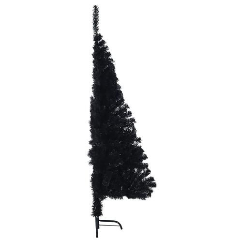 Kunstigt halvt juletræ med juletræsfod 150 cm PVC sort