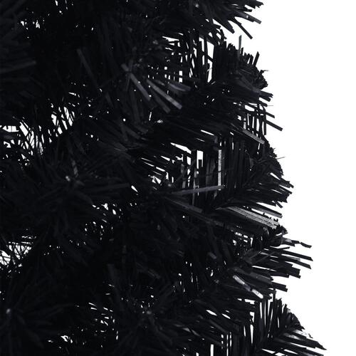 Kunstigt halvt juletræ med juletræsfod 150 cm PVC sort