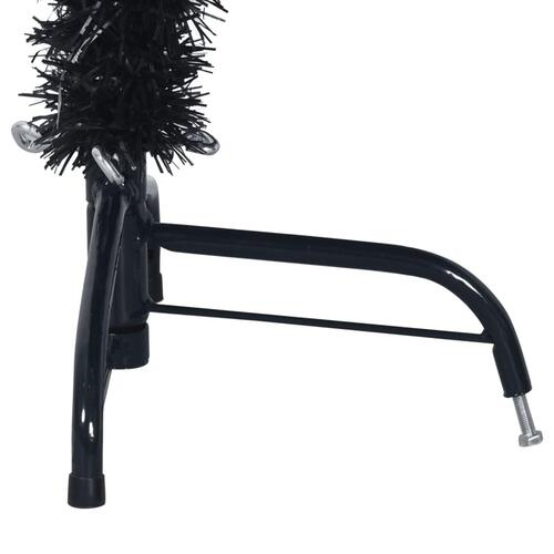 Kunstigt halvt juletræ med juletræsfod 150 cm PVC sort