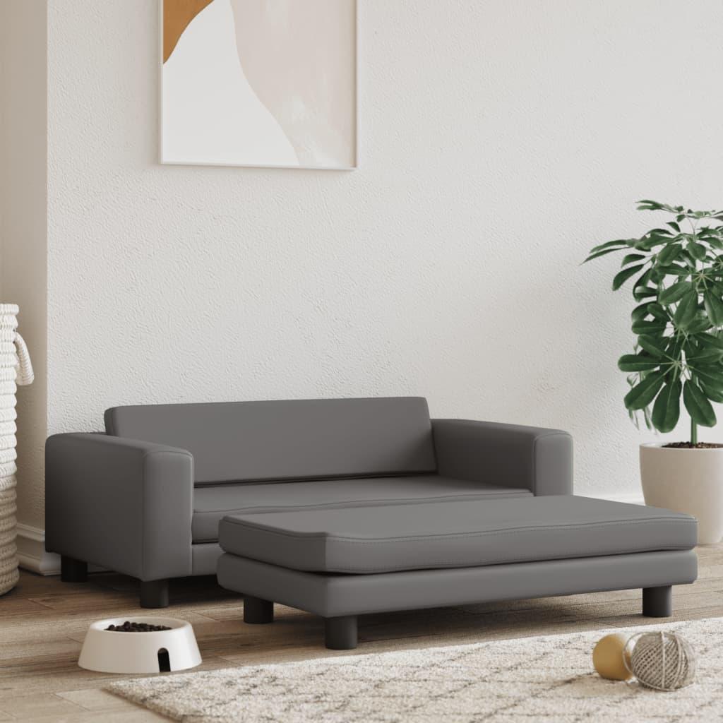 Hundeseng med forlængelse 100x50x30 cm kunstlæder grå