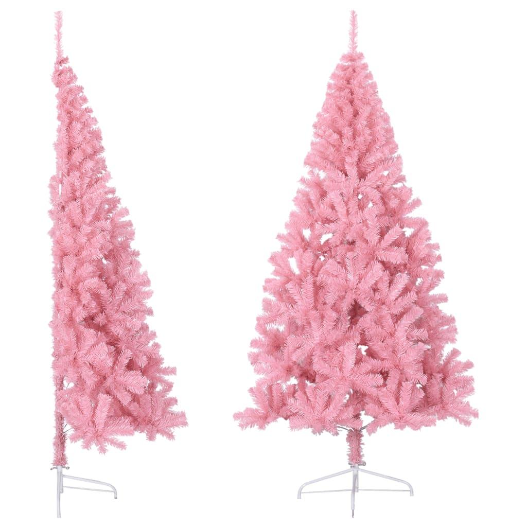 Kunstigt halvt juletræ med juletræsfod 240 cm PVC pink