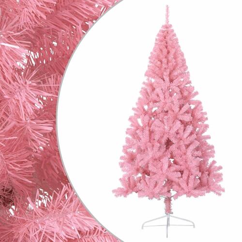 Kunstigt halvt juletræ med juletræsfod 240 cm PVC pink