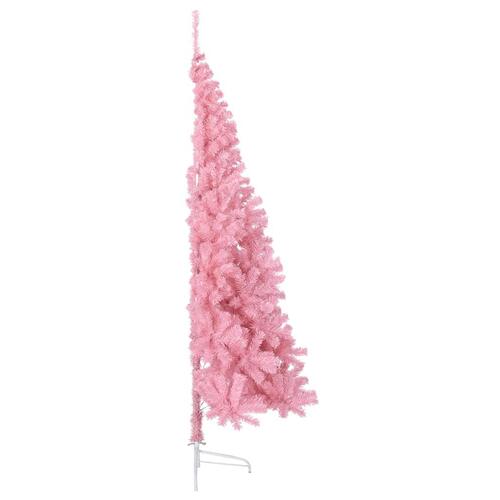 Kunstigt halvt juletræ med juletræsfod 240 cm PVC pink