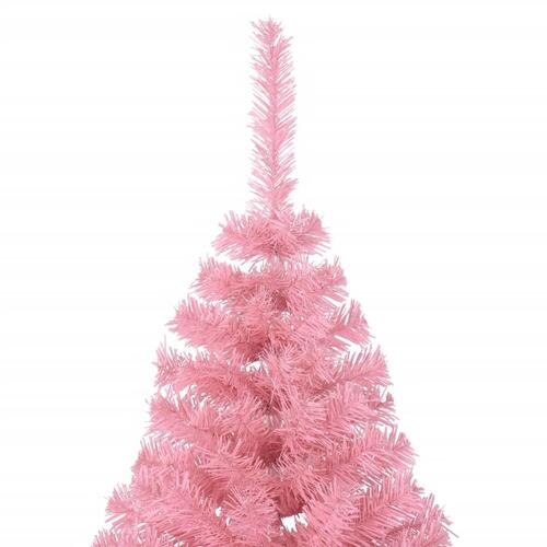 Kunstigt halvt juletræ med juletræsfod 240 cm PVC pink